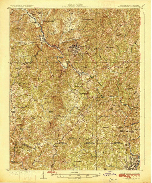 1926 Martinsville, VA - Virginia - USGS Topographic Map