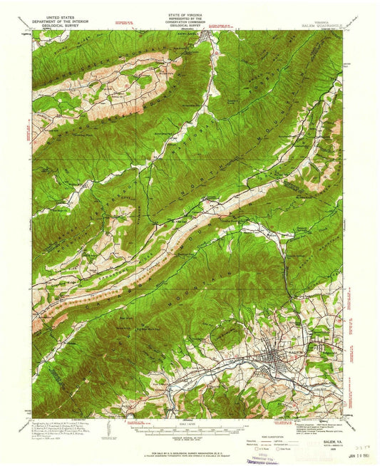 1929 Salem, VA - Virginia - USGS Topographic Map