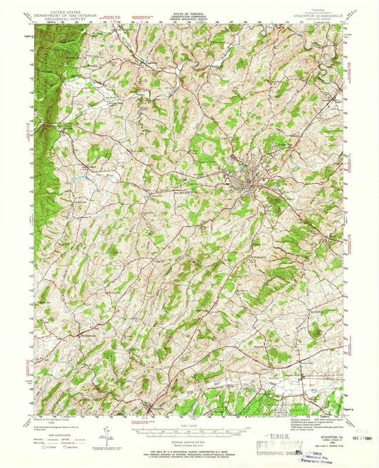 1944 Staunton, VA - Virginia - USGS Topographic Map