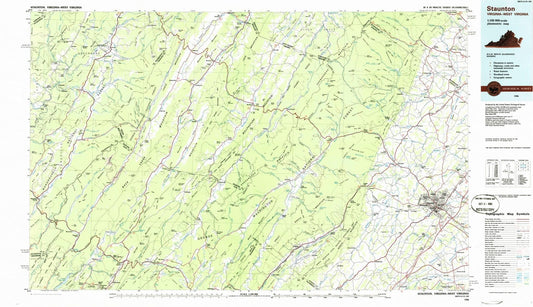 1986 Staunton, VA - Virginia - USGS Topographic Map
