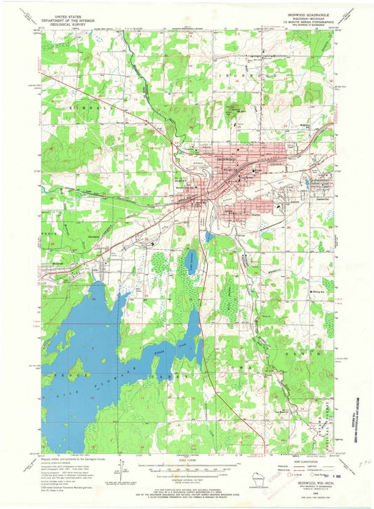 1955 Ironwood, MI - Michigan - USGS Topographic Map