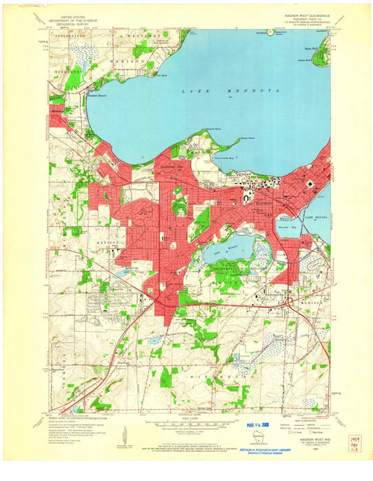 1959 Madison West, WI - Wisconsin - USGS Topographic Map