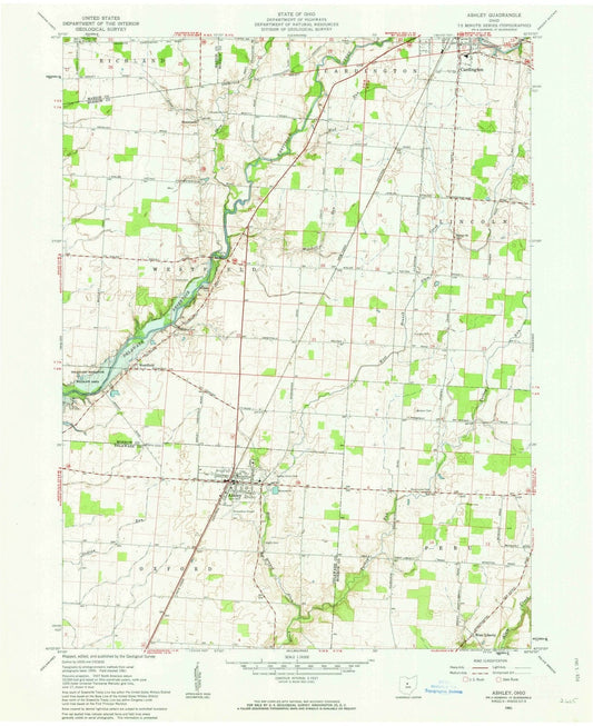 1961 Ashley, OH - Ohio - USGS Topographic Map
