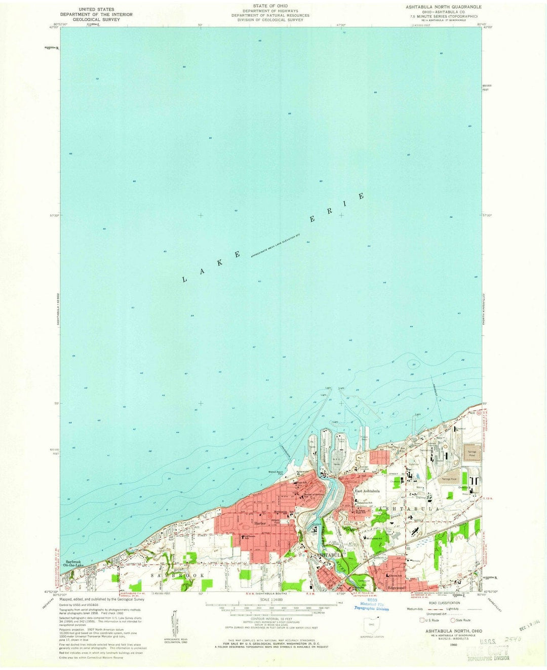 1960 Ashtabula North, OH - Ohio - USGS Topographic Map