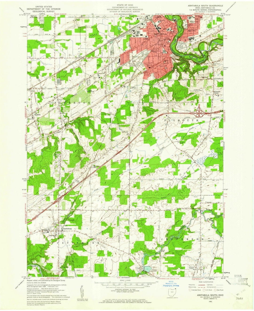 1960 Ashtabula South, OH - Ohio - USGS Topographic Map