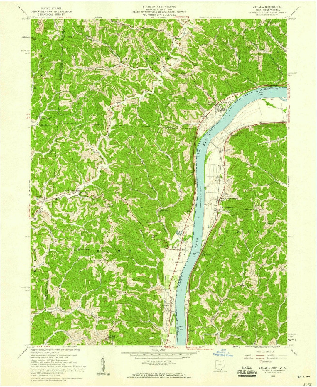 1958 Athalia, OH - Ohio - USGS Topographic Map