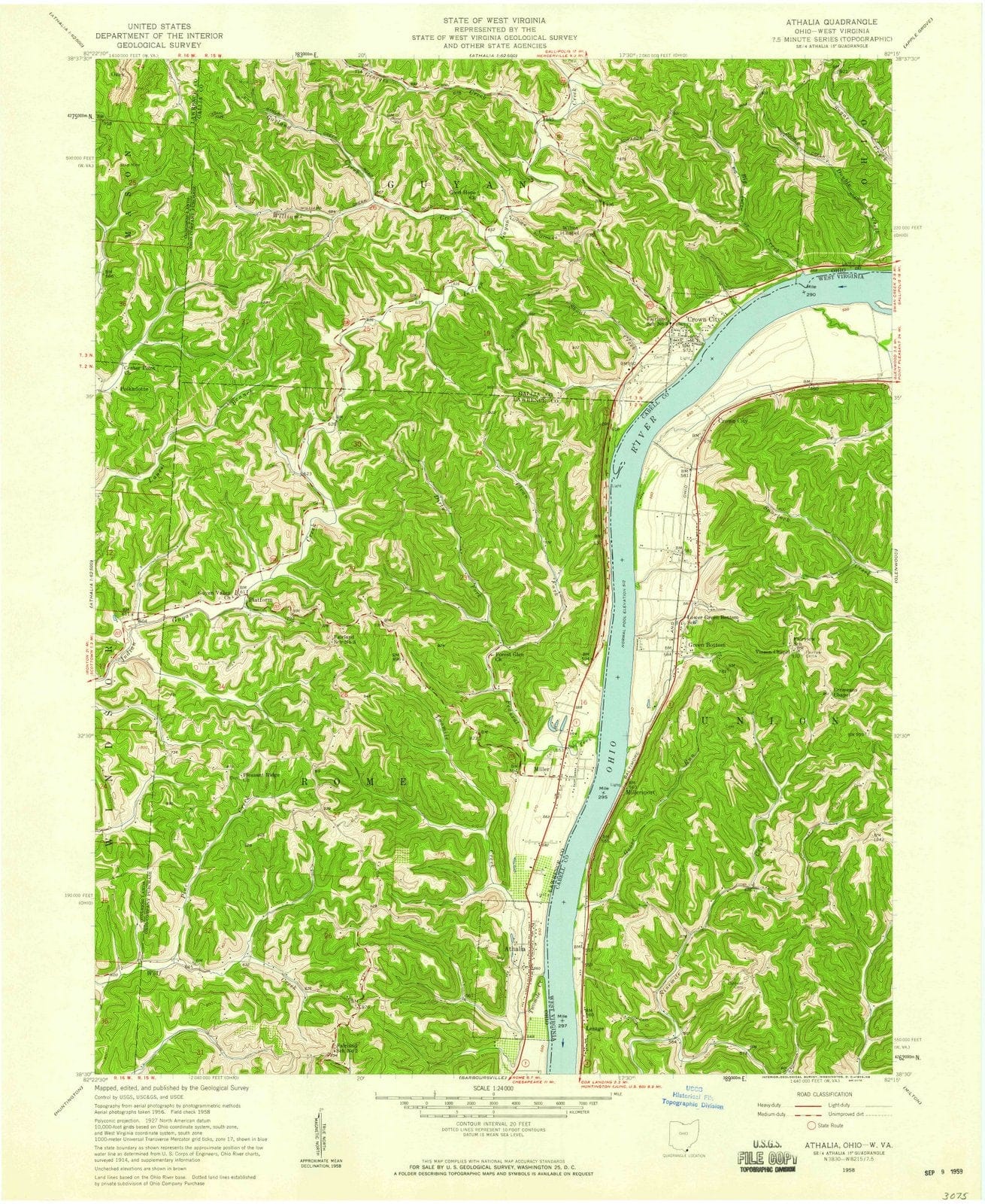 1958 Athalia, OH - Ohio - USGS Topographic Map