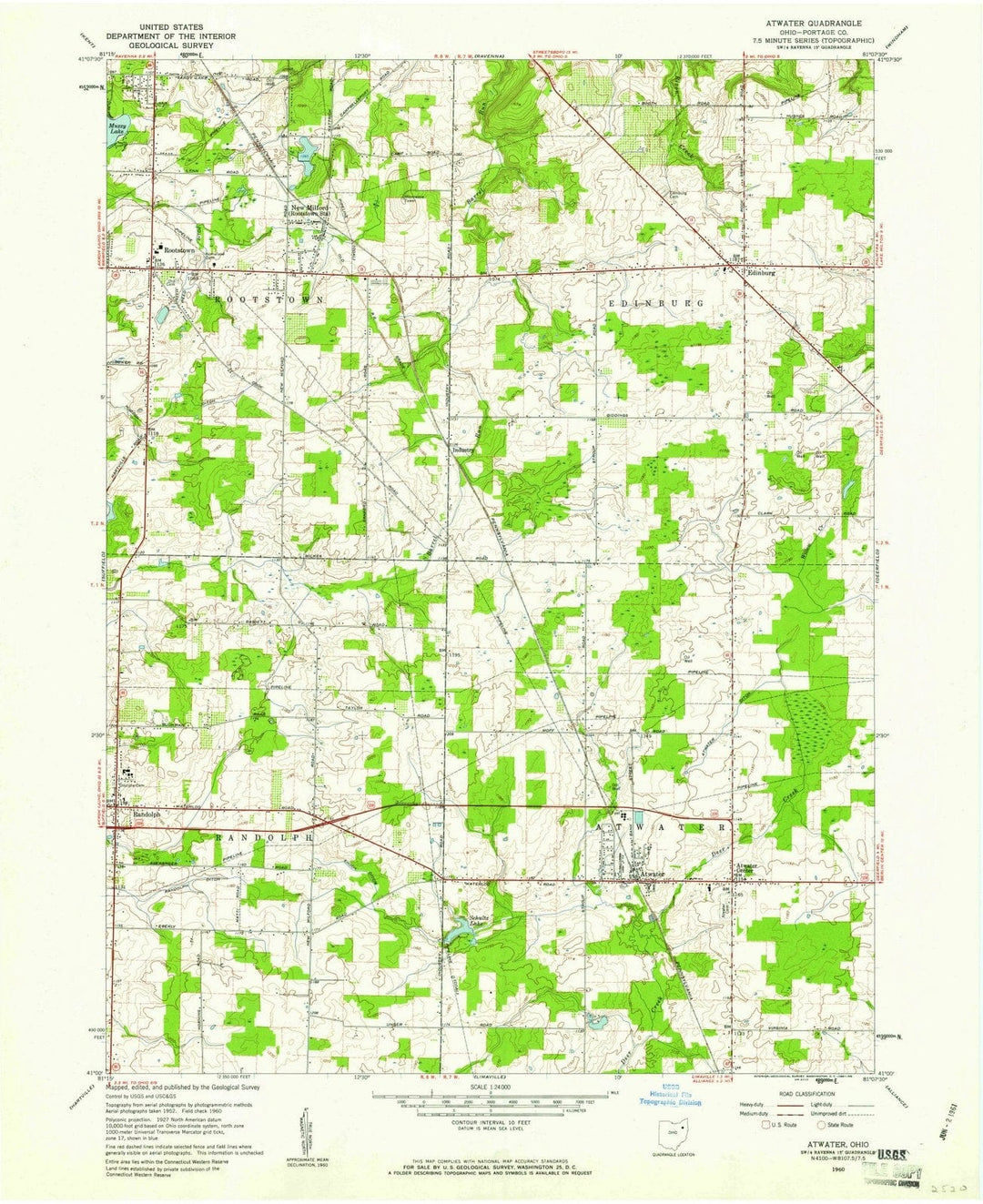1960 Atwater, OH - Ohio - USGS Topographic Map