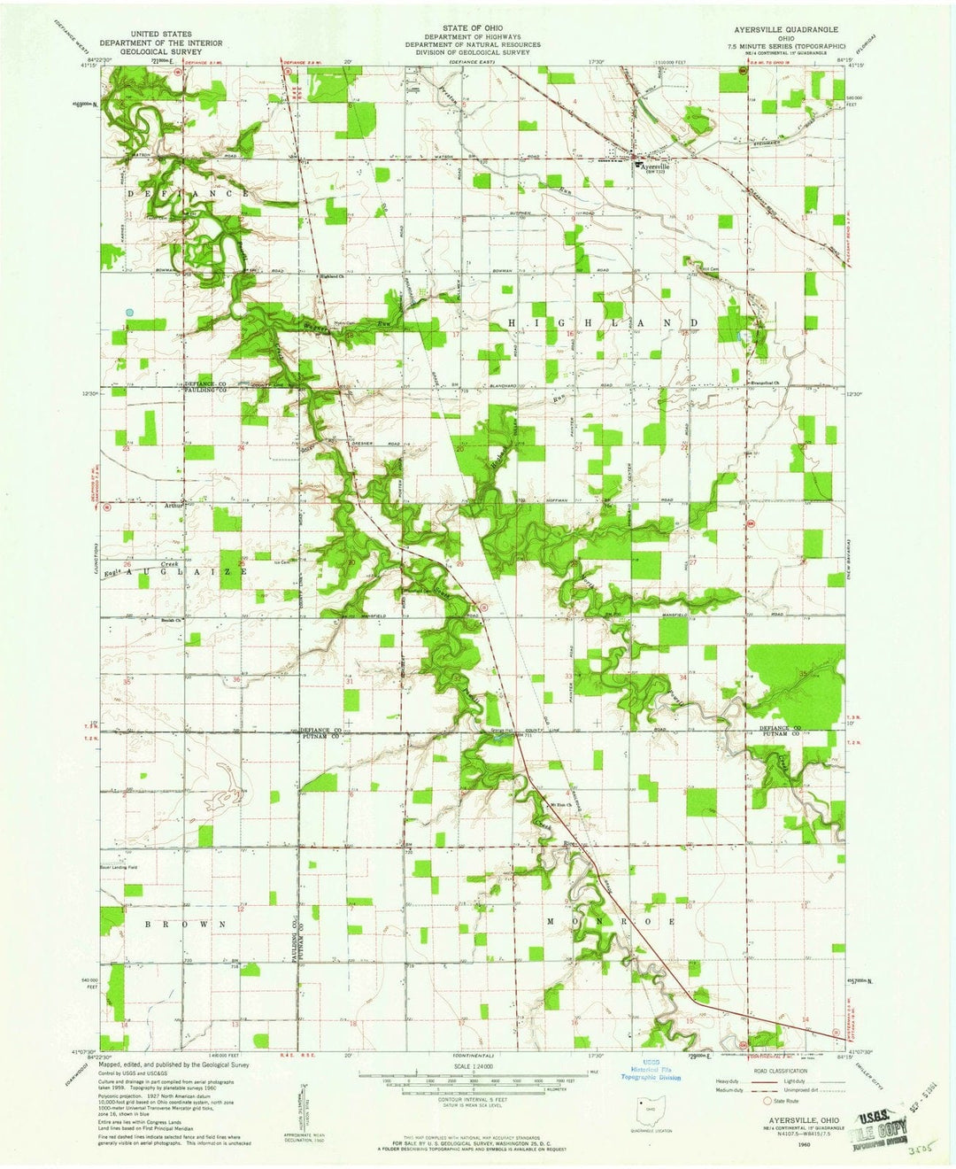 1960 Ayersville, OH - Ohio - USGS Topographic Map