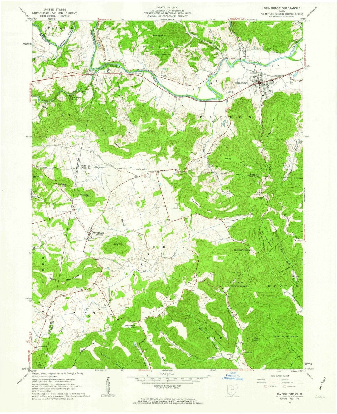 1961 Bainbridge, OH - Ohio - USGS Topographic Map