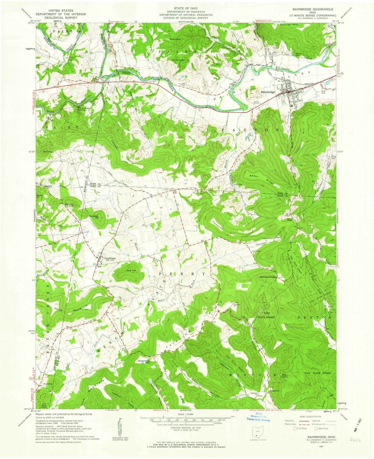 1961 Bainbridge, OH - Ohio - USGS Topographic Map
