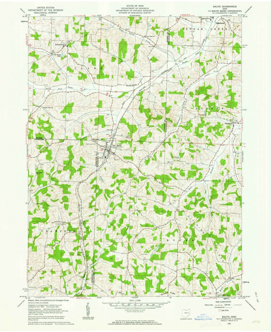 1961 Baltic, OH - Ohio - USGS Topographic Map