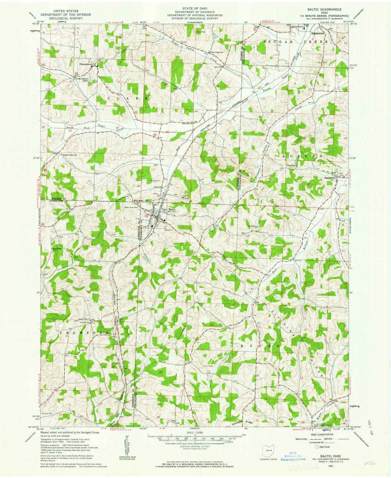 1961 Baltic, OH - Ohio - USGS Topographic Map