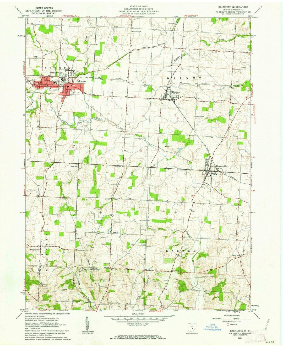 1961 Baltimore, OH - Ohio - USGS Topographic Map