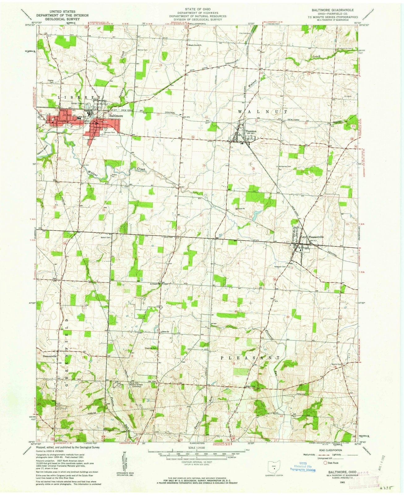 1961 Baltimore, OH - Ohio - USGS Topographic Map