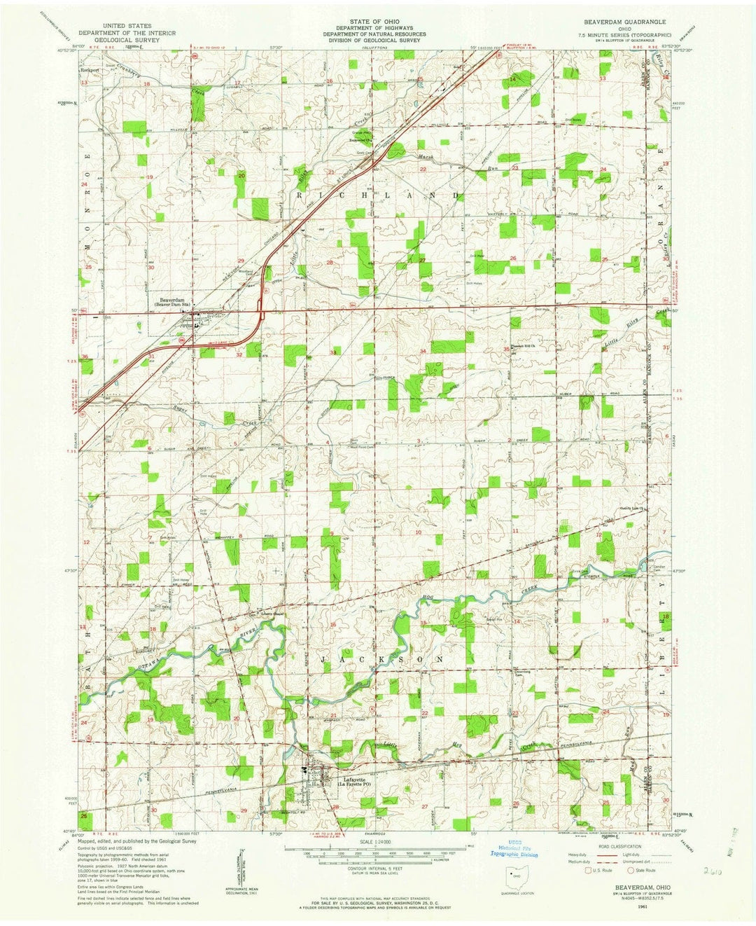 1961 Beaverdam, OH - Ohio - USGS Topographic Map