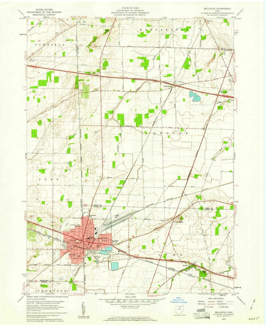 1959 Bellevue, OH - Ohio - USGS Topographic Map
