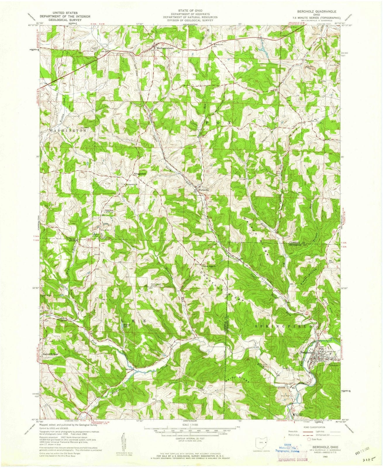1960 Bergholz, OH - Ohio - USGS Topographic Map