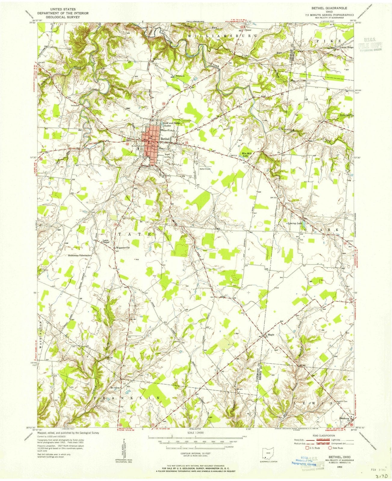 1953 Bethel, OH - Ohio - USGS Topographic Map