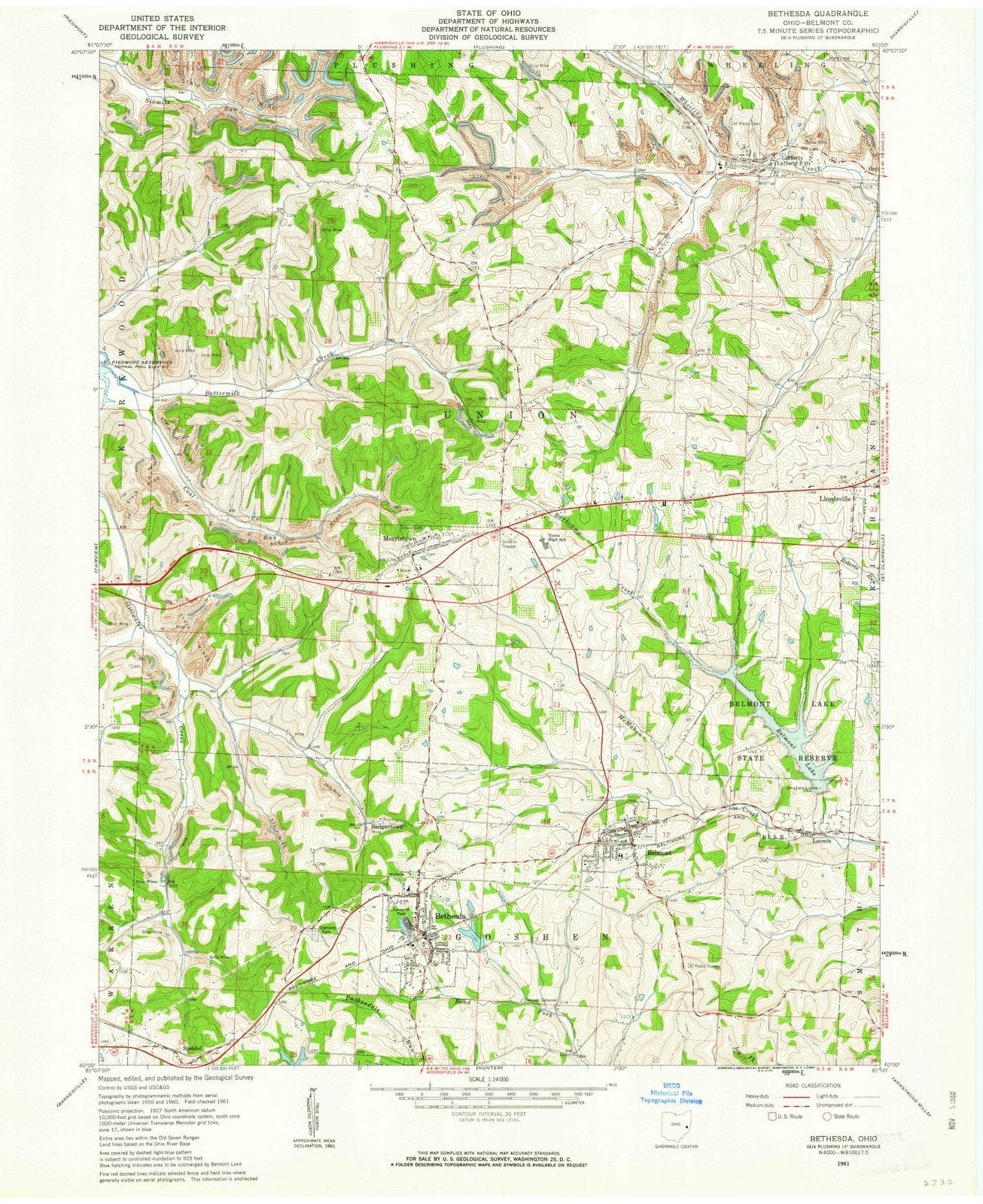 1961 Bethesda, OH - Ohio - USGS Topographic Map
