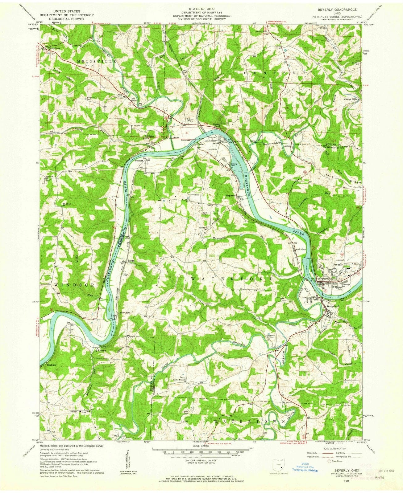 1961 Beverly, OH - Ohio - USGS Topographic Map