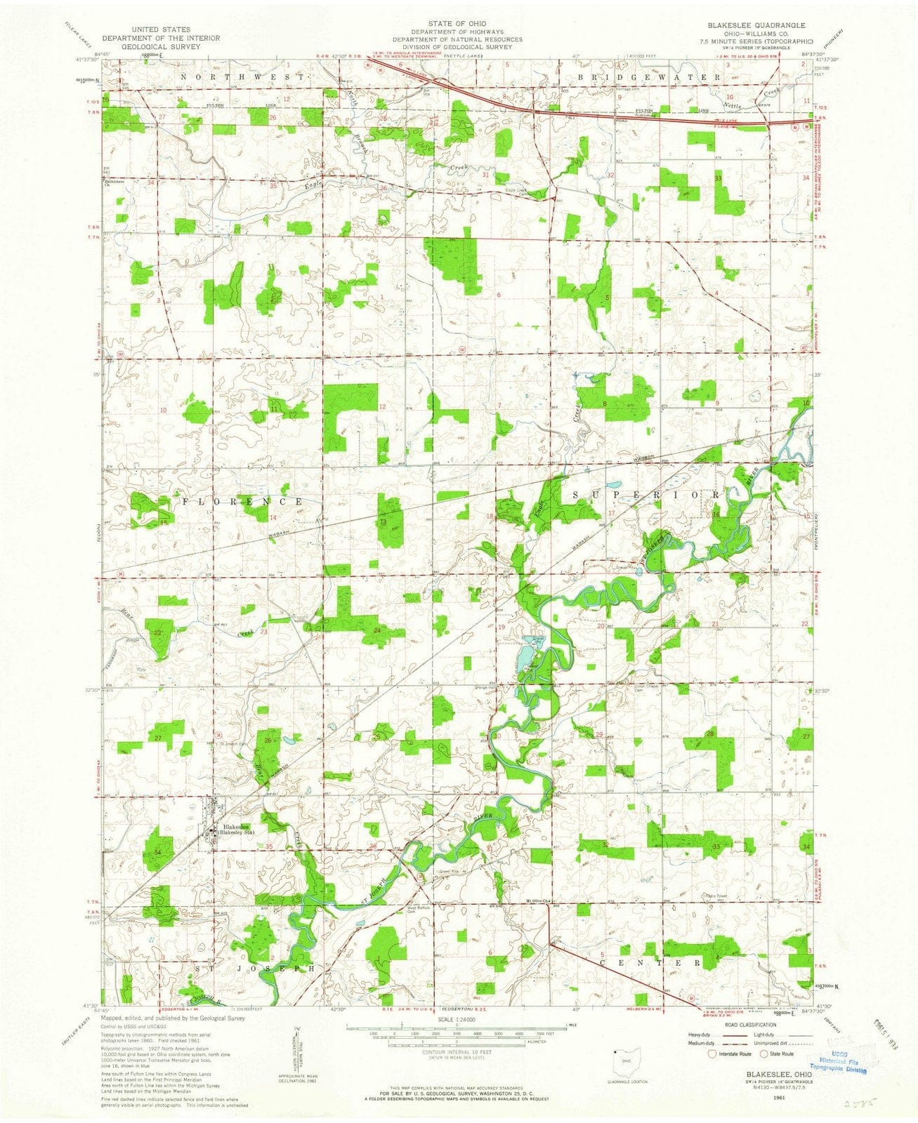 1961 Blakeslee, OH - Ohio - USGS Topographic Map