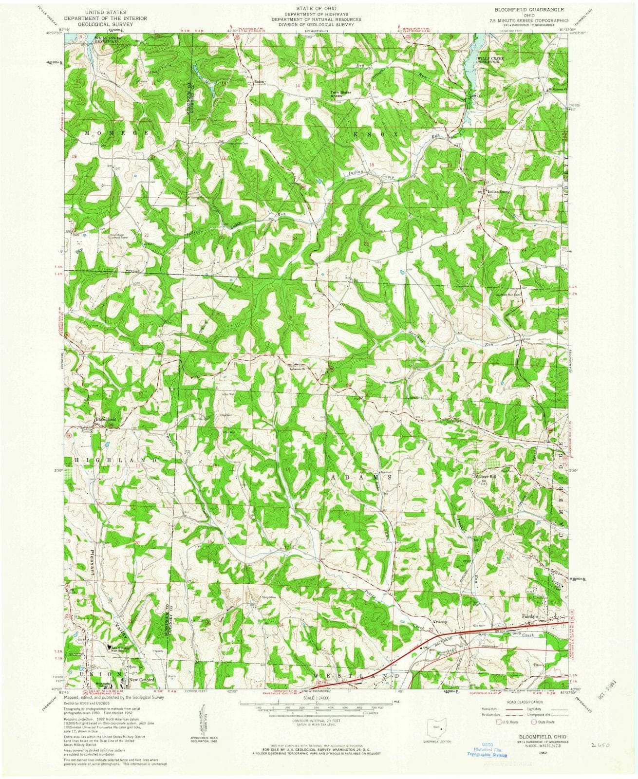 1962 Bloomfield, OH - Ohio - USGS Topographic Map