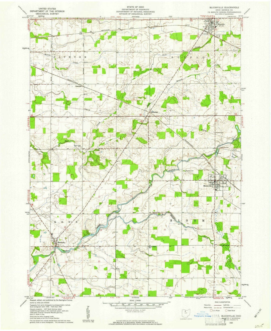 1960 Bloomville, OH - Ohio - USGS Topographic Map