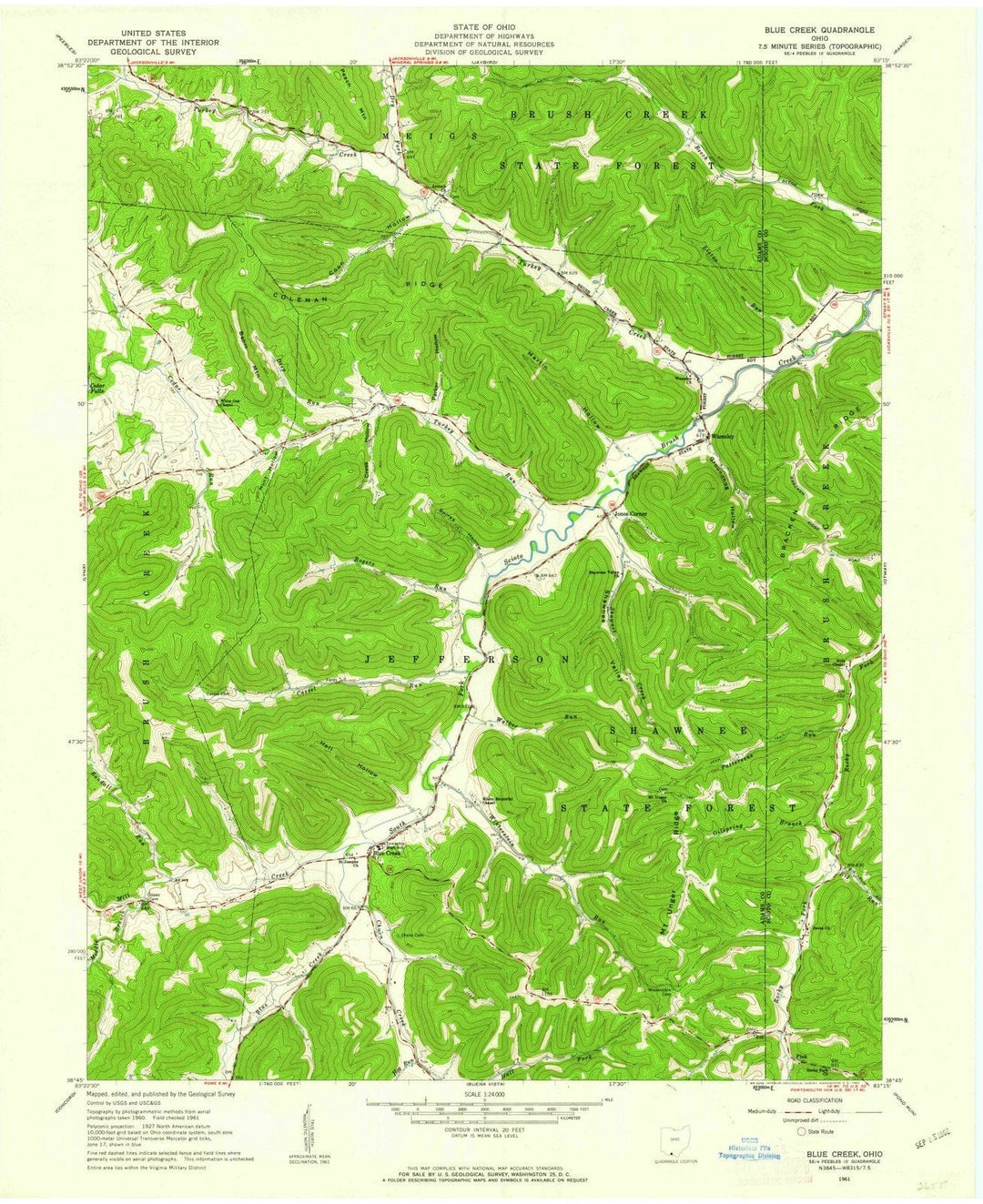 1961 Blue Creek, OH - Ohio - USGS Topographic Map