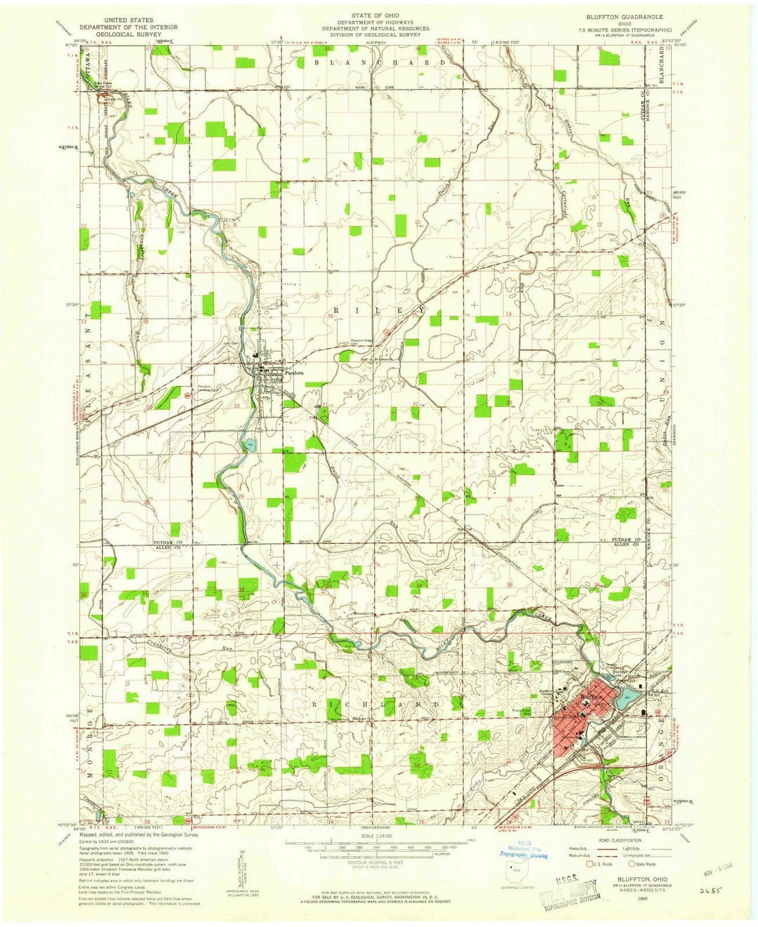 1960 Bluffton, OH - Ohio - USGS Topographic Map