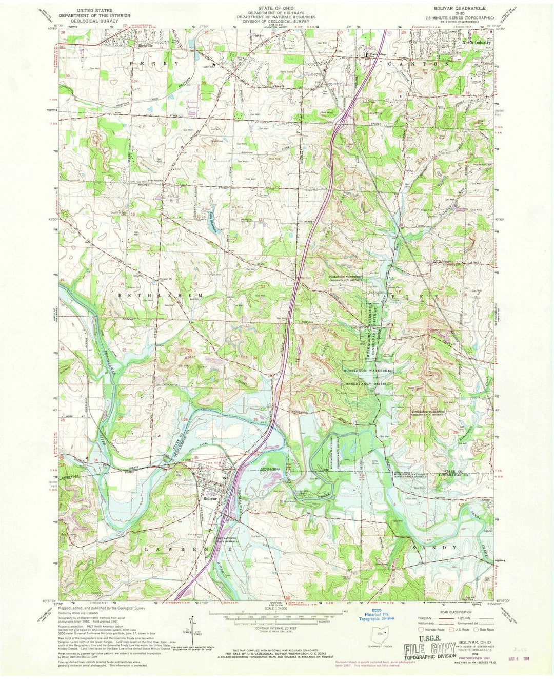 1951 Bolivar, OH - Ohio - USGS Topographic Map