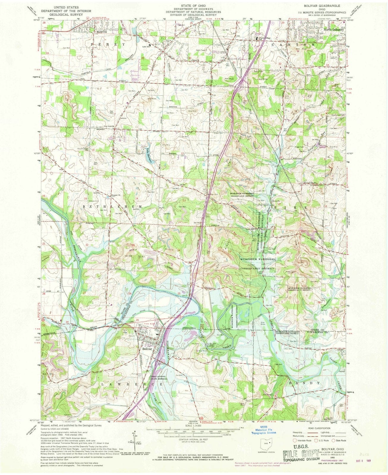 1951 Bolivar, OH - Ohio - USGS Topographic Map