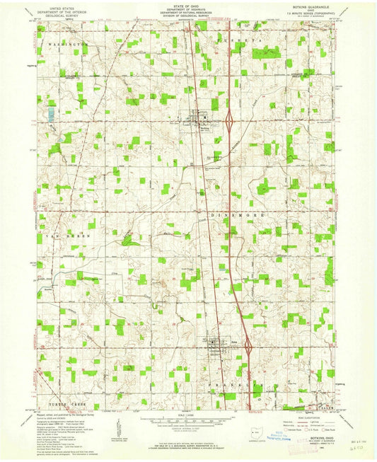1961 Botkins, OH - Ohio - USGS Topographic Map