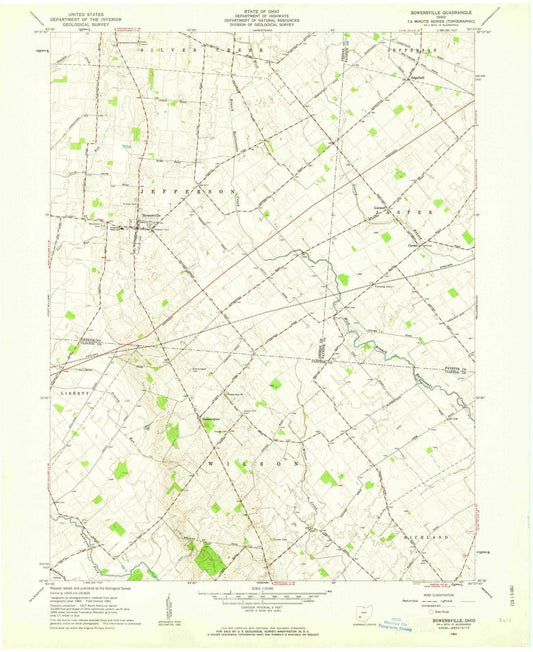 1961 Bowersville, OH - Ohio - USGS Topographic Map