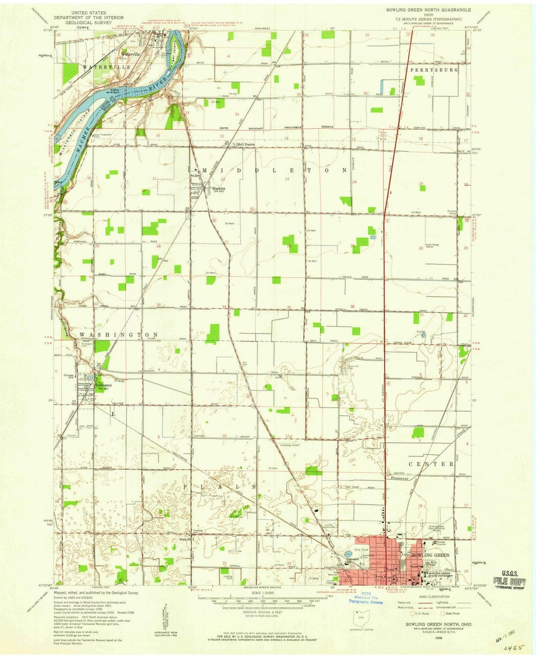 1958 Bowling Green North, OH - Ohio - USGS Topographic Map