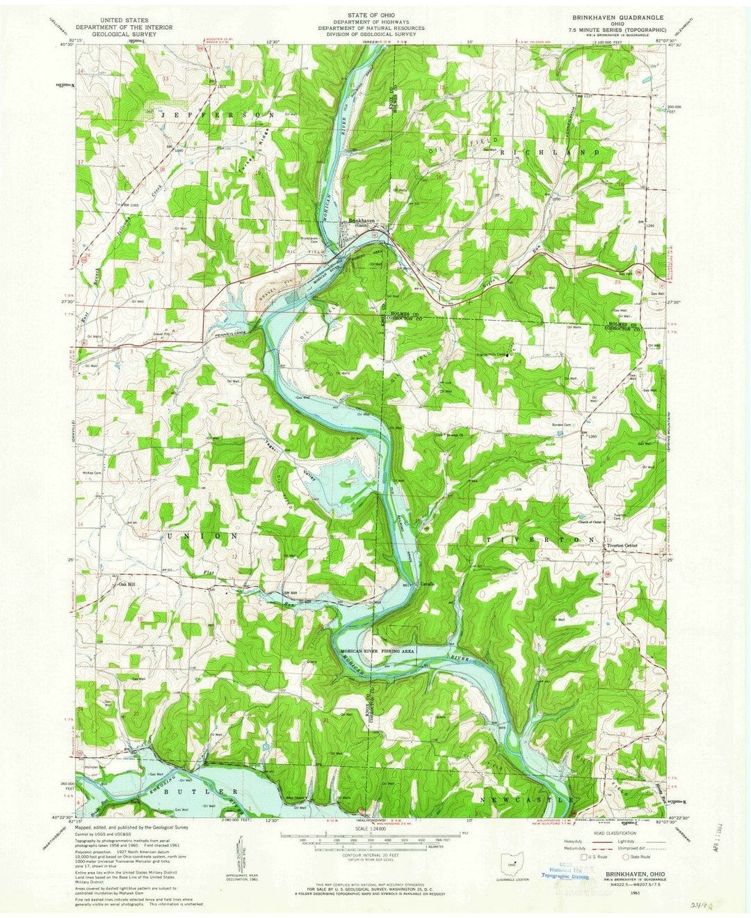 1961 Brinkhaven, OH - Ohio - USGS Topographic Map