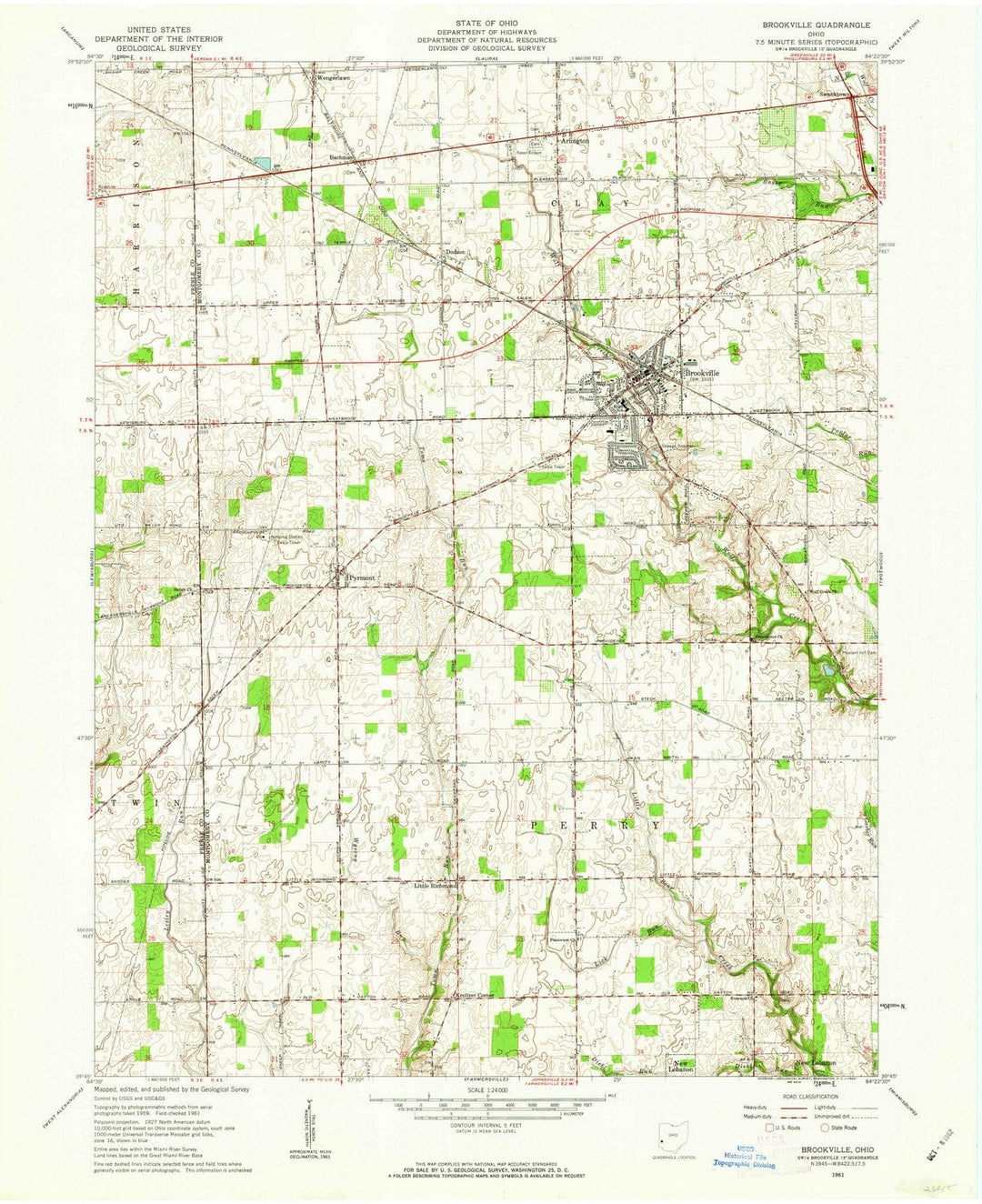 1961 Brookville, OH - Ohio - USGS Topographic Map