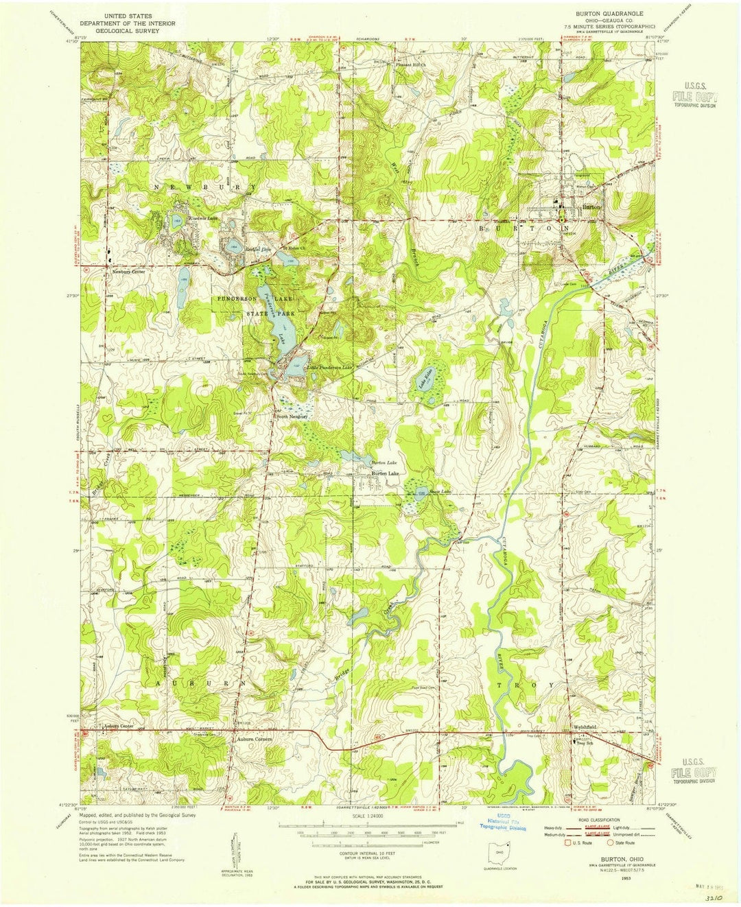 1953 Burton, OH - Ohio - USGS Topographic Map