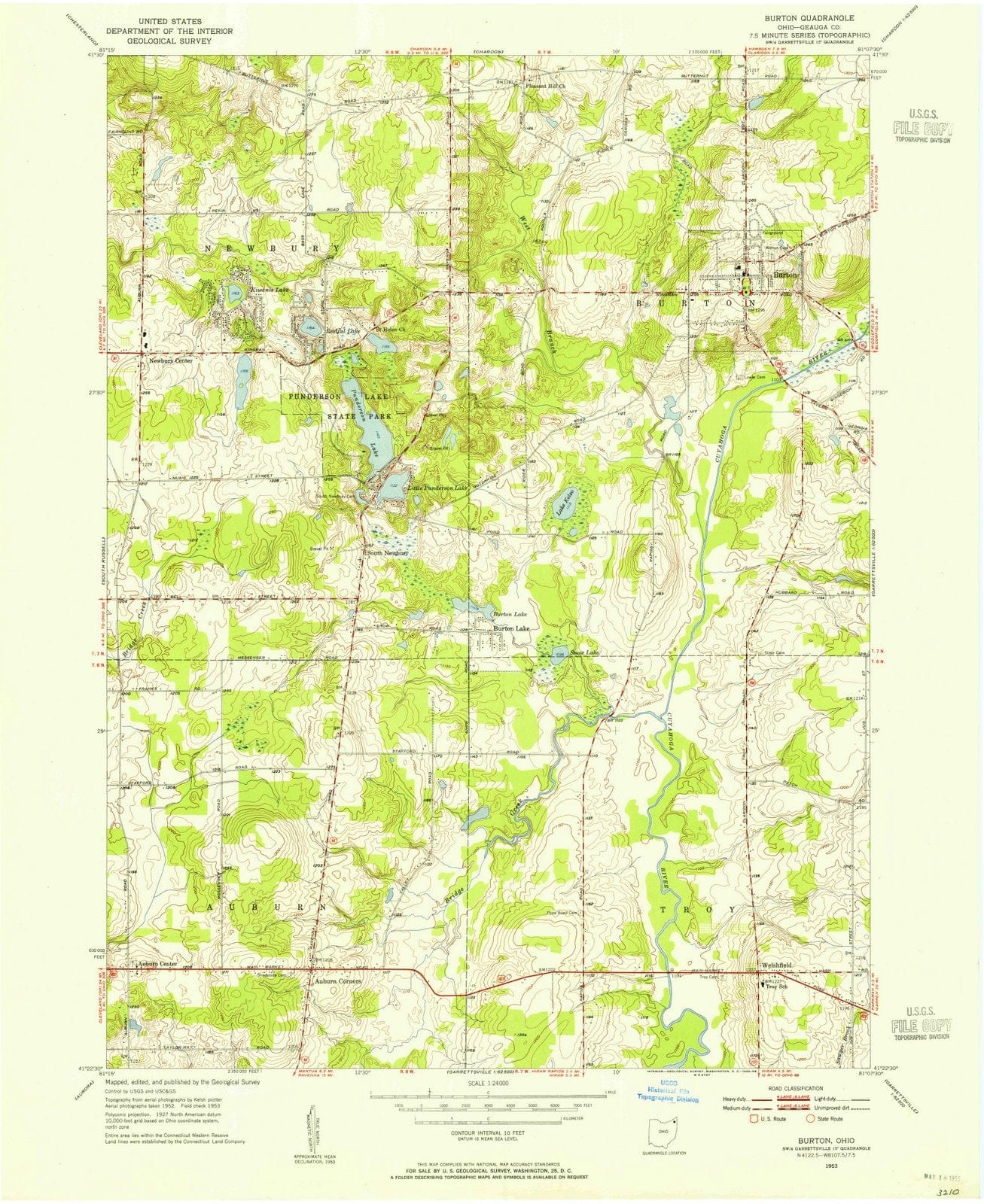 1953 Burton, OH - Ohio - USGS Topographic Map