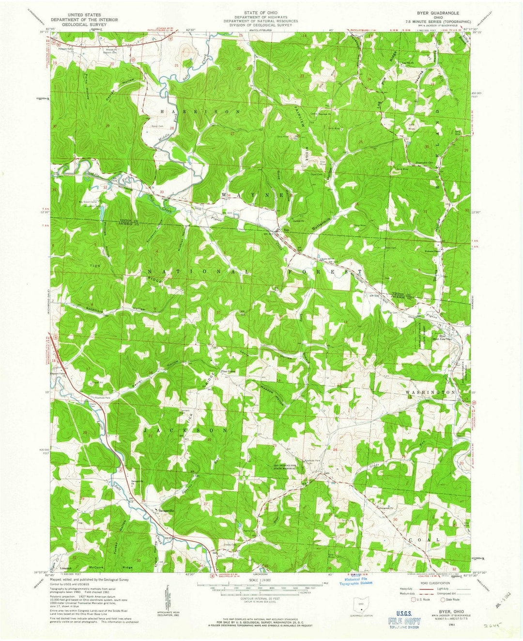 1961 Byer, OH - Ohio - USGS Topographic Map