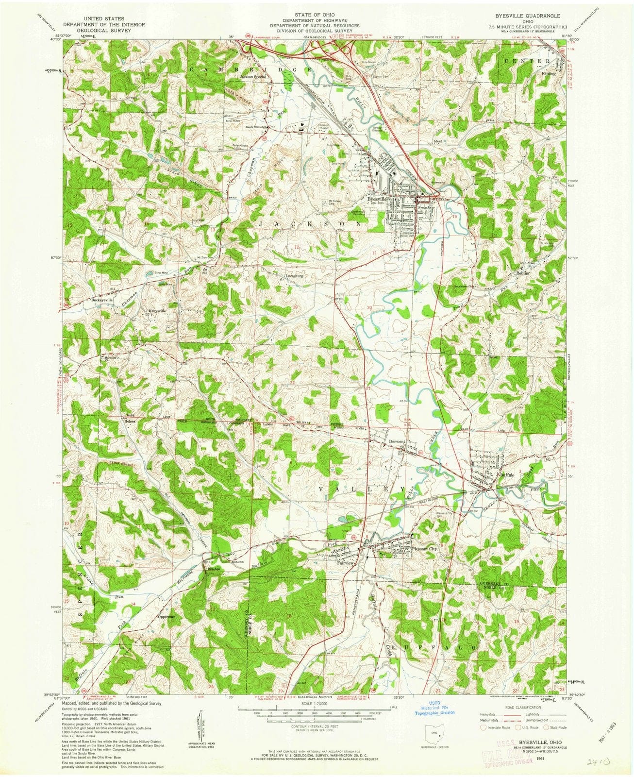 1961 Byesville, OH - Ohio - USGS Topographic Map
