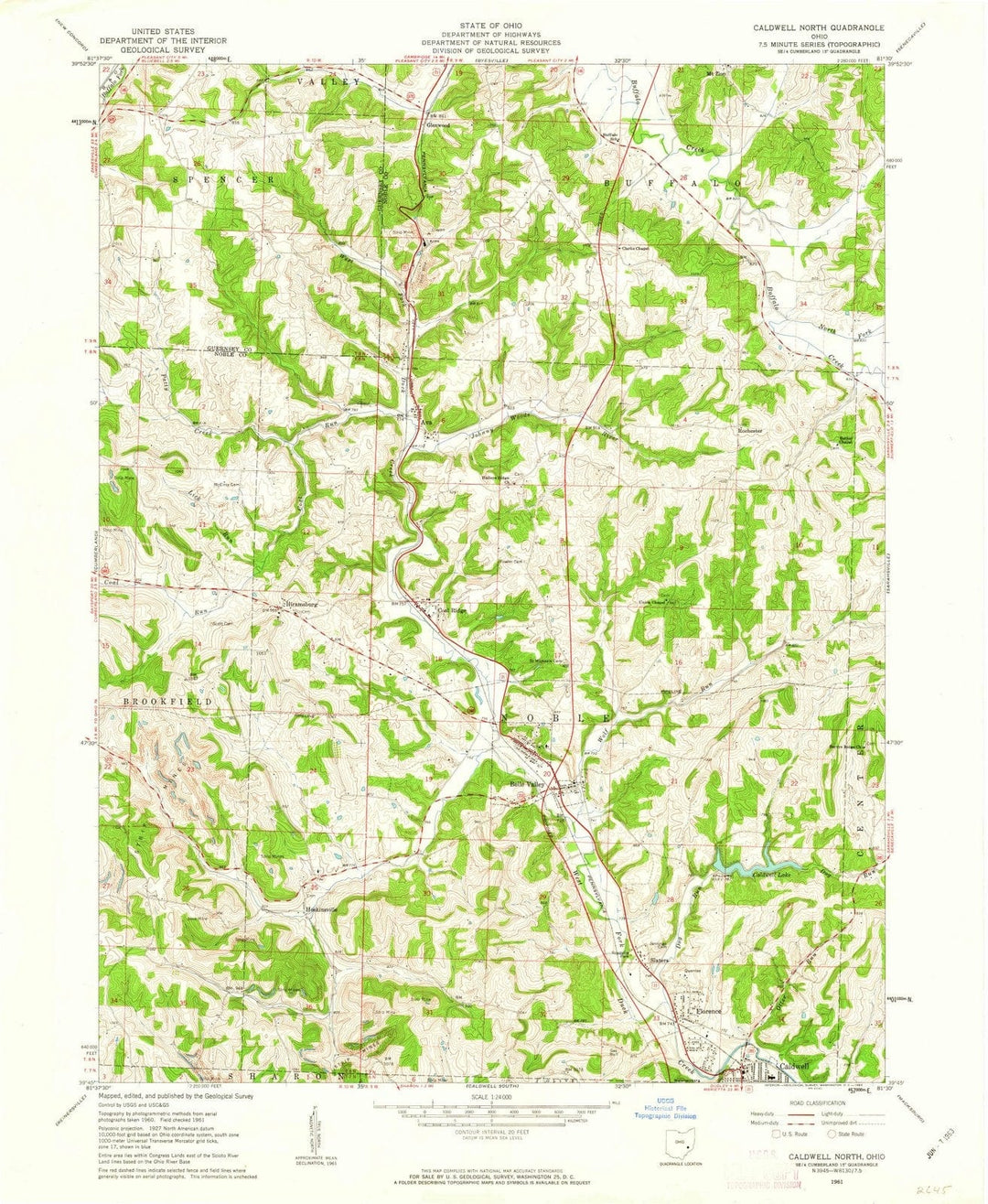 1961 Caldwell North, OH - Ohio - USGS Topographic Map