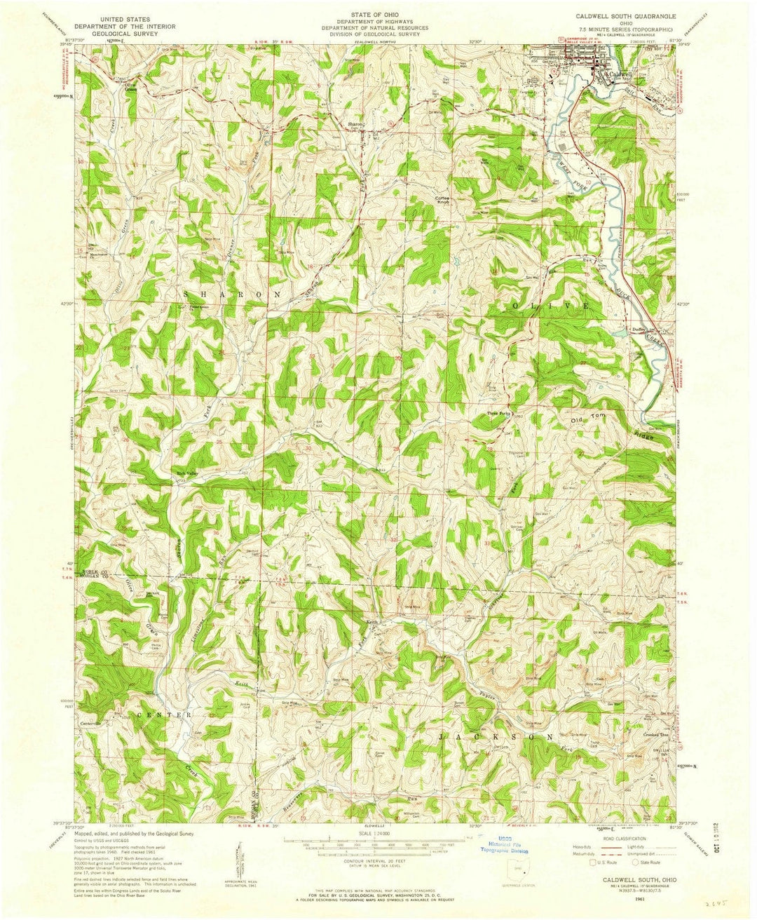 1961 Caldwell South, OH - Ohio - USGS Topographic Map