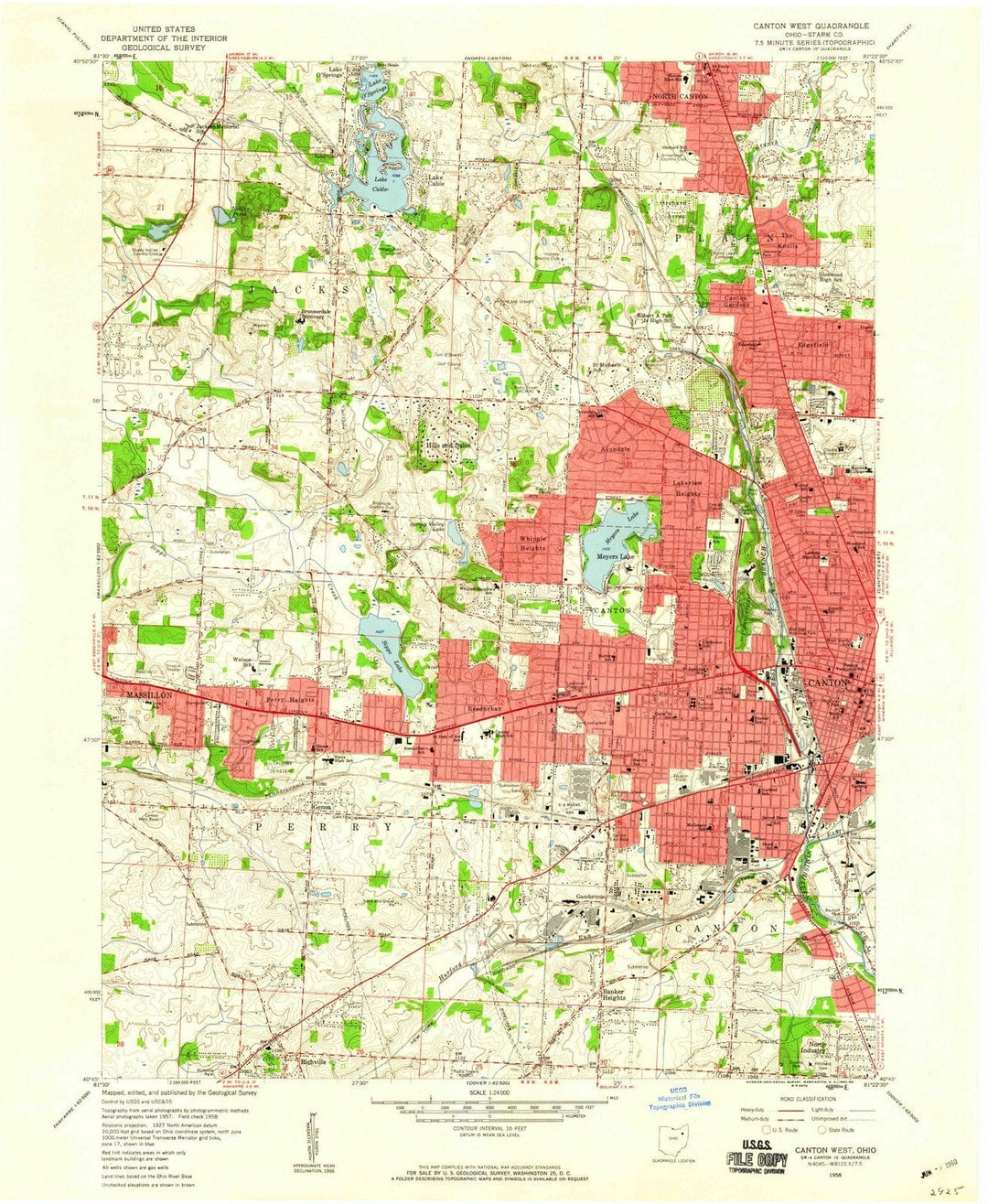 1958 Canton West, OH - Ohio - USGS Topographic Map