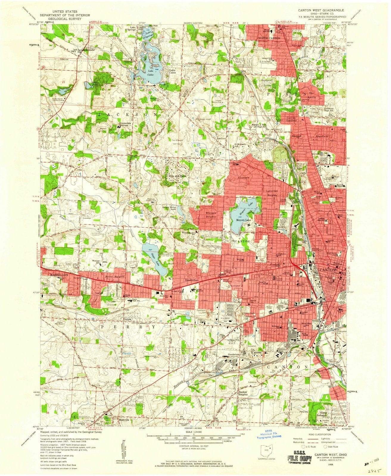 1958 Canton West, OH - Ohio - USGS Topographic Map