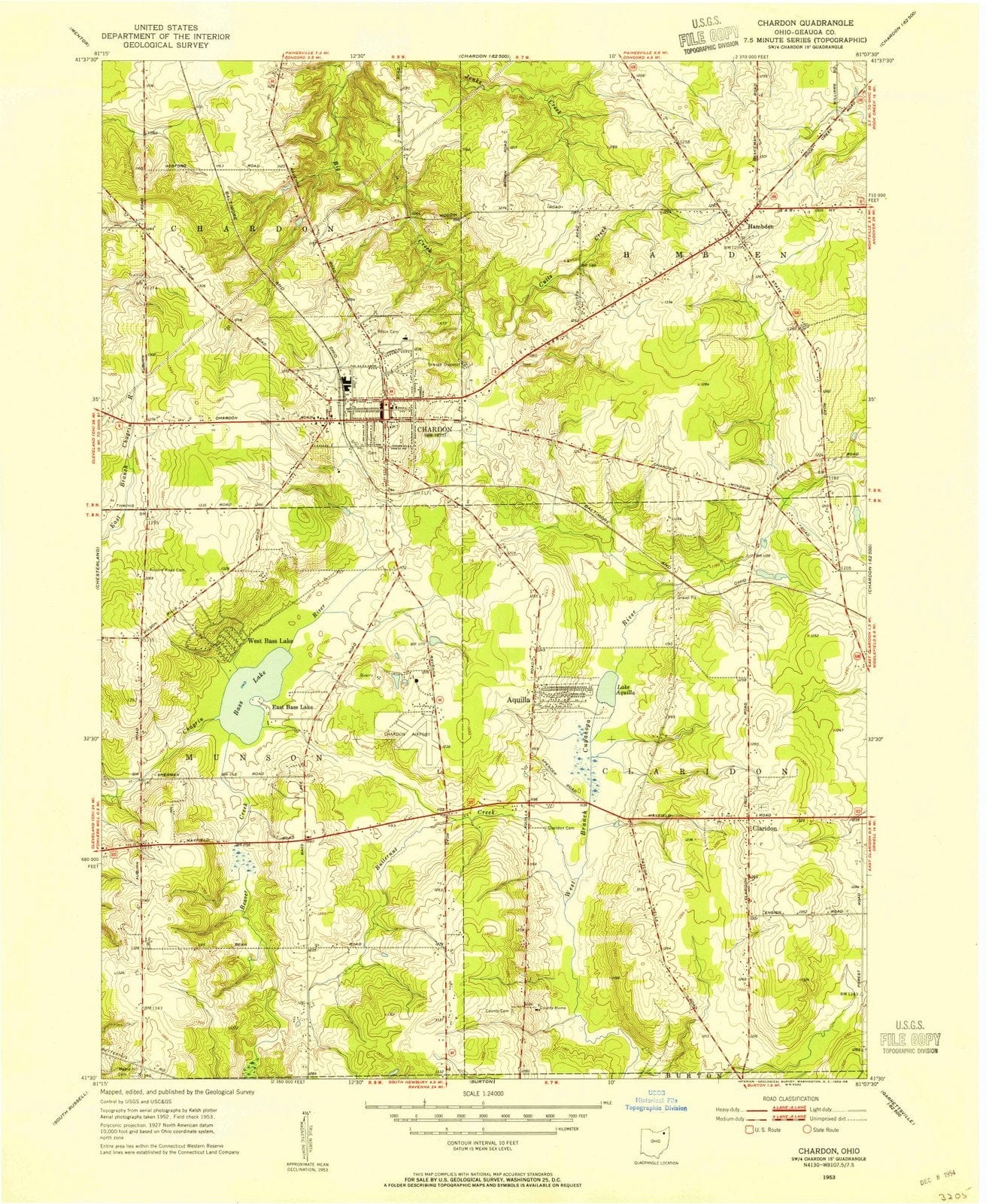 1953 Chardon, OH - Ohio - USGS Topographic Map