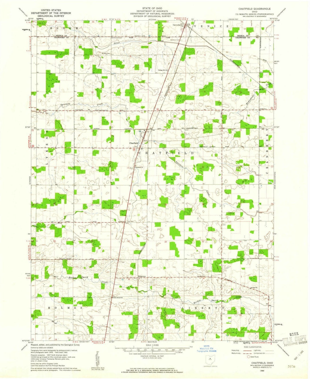 1960 Chatfield, OH - Ohio - USGS Topographic Map