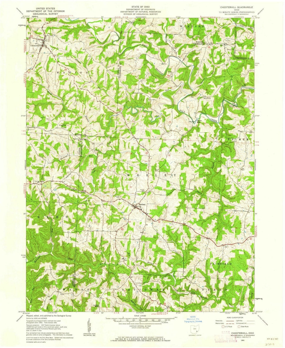 1961 Chesterhill, OH - Ohio - USGS Topographic Map