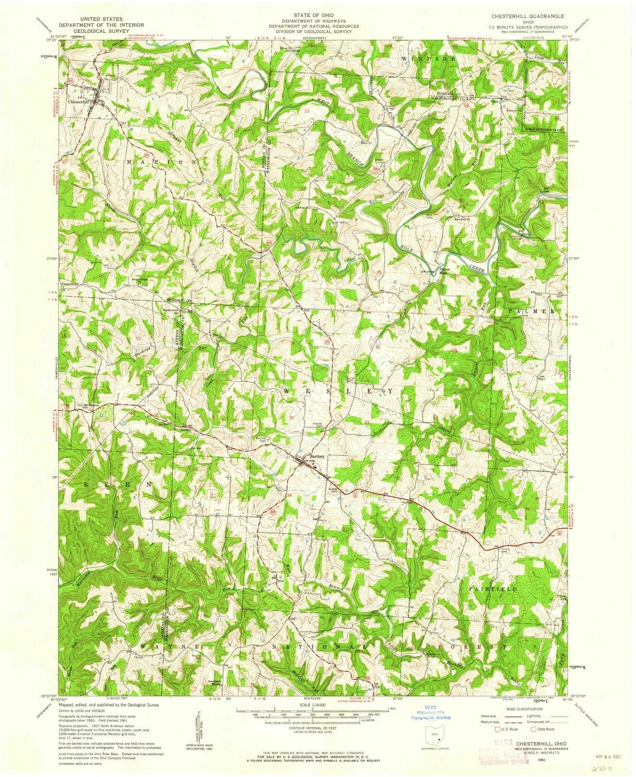 1961 Chesterhill, OH - Ohio - USGS Topographic Map