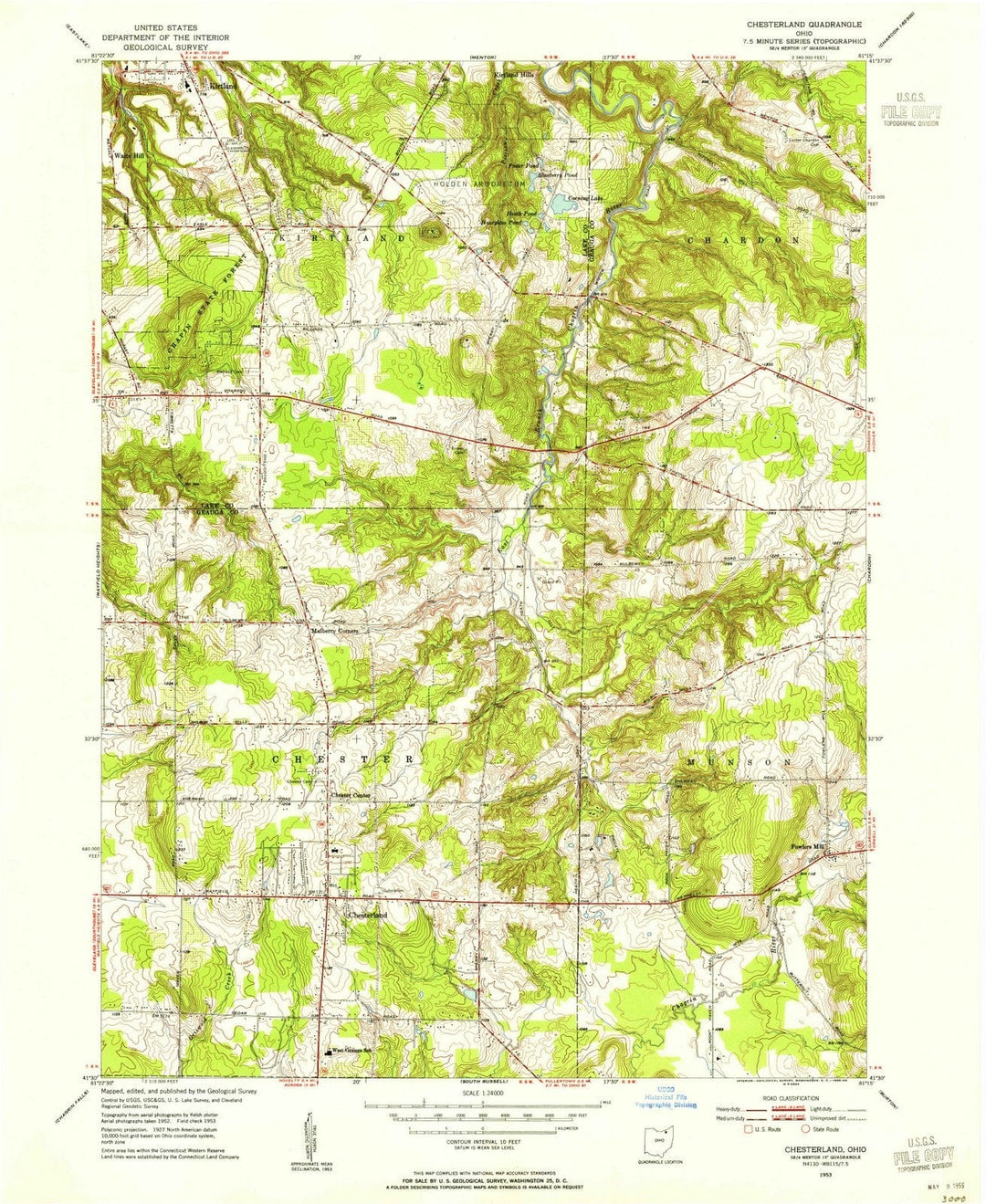 1953 Chesterland, OH - Ohio - USGS Topographic Map